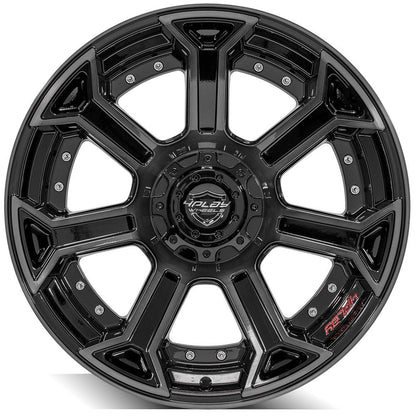 4PLAY Gen2 4P70 22x10 6x135mm & 6x5.5" -18et in Gloss Black w/ Brushed Face & Tinted Clear