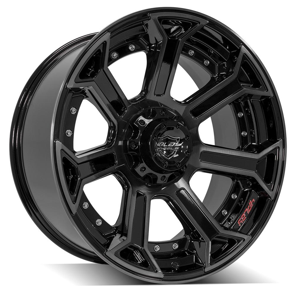 4PLAY Gen2 4P70 22x10 6x135mm & 6x5.5" -18et in Gloss Black w/ Brushed Face & Tinted Clear
