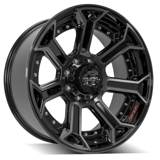 4PLAY Gen2 4P70 22x10 8x6.5" -24et in Gloss Black w/ Brushed Face & Tinted Clear