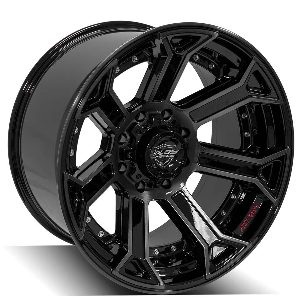 4PLAY Gen2 4P70 22x12 8x180mm -44et in Gloss Black w/ Brushed Face & Tinted Clear