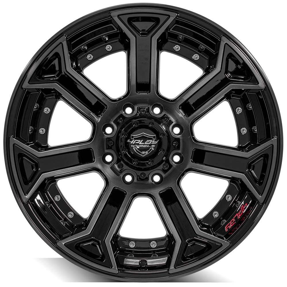 4PLAY Gen2 4P70 22x12 8x6.5" -44et in Gloss Black w/ Brushed Face & Tinted Clear