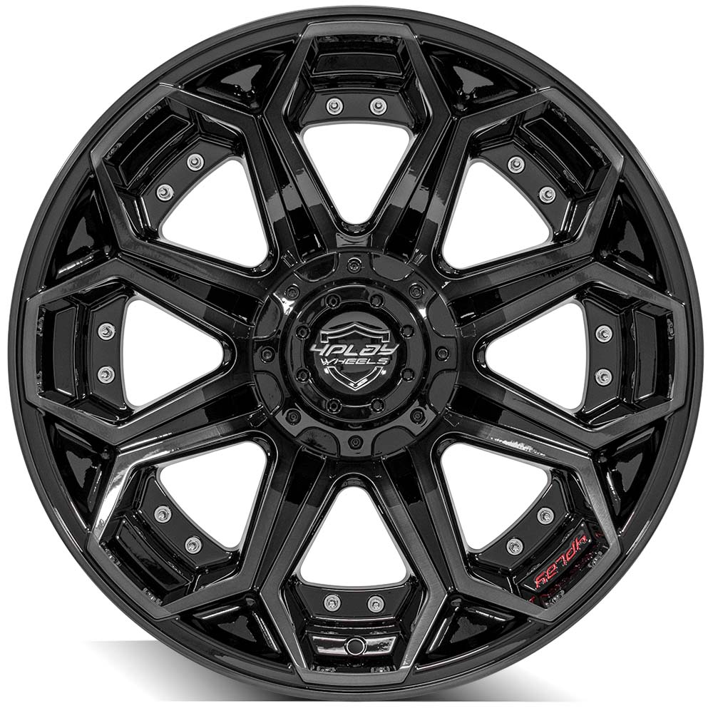4PLAY Gen2 4P80R 20x10 6x135mm & 6x5.5" -18et in Gloss Black w/ Brushed Face & Tinted Clear