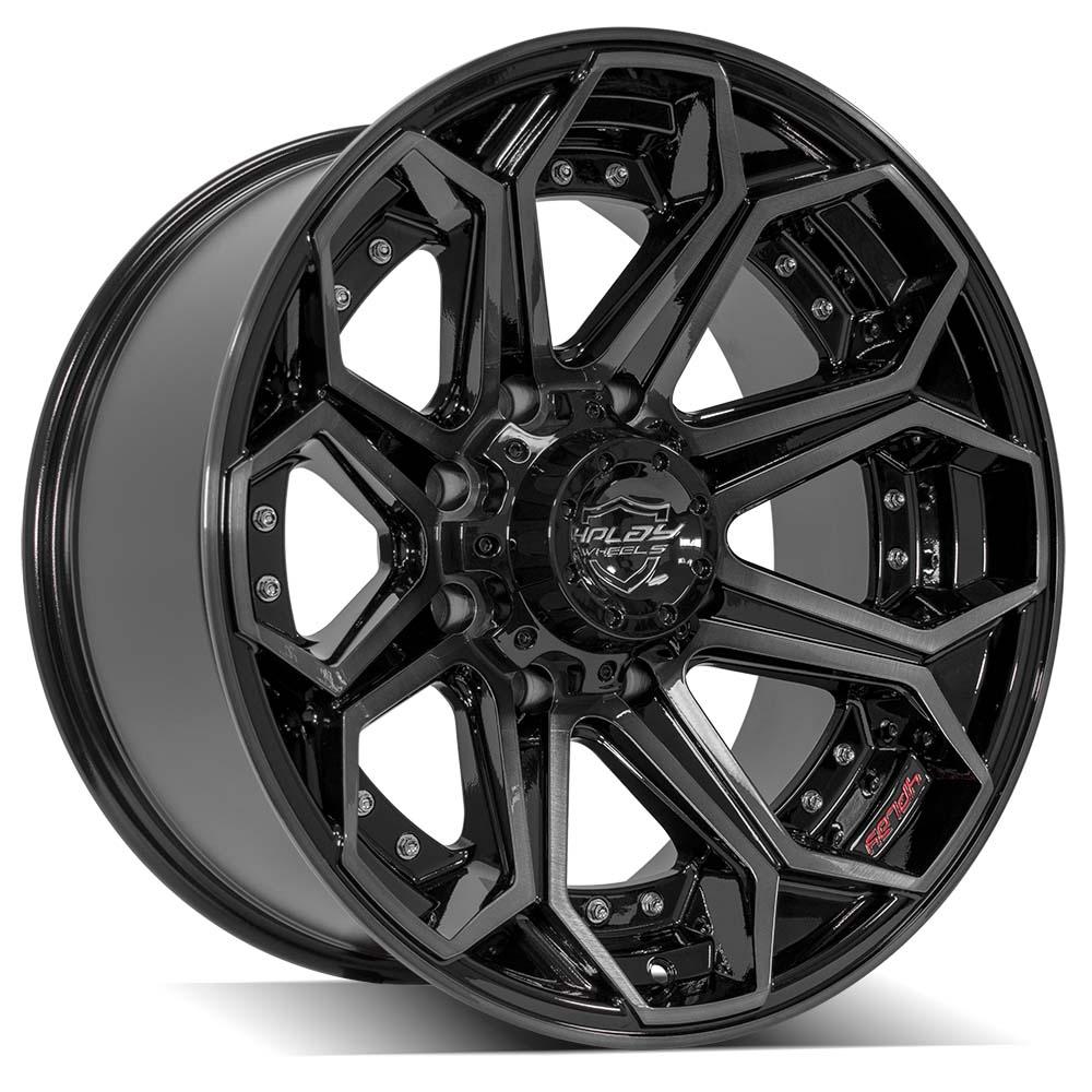 4PLAY Gen2 4P80R 20x10 8x180mm -24et in Gloss Black w/ Brushed Face & Tinted Clear