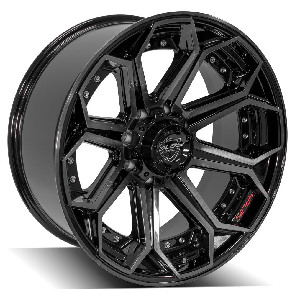 4PLAY Gen2 4P80R 22x10 8x180mm -24et in Gloss Black w/ Brushed Face & Tinted Clear