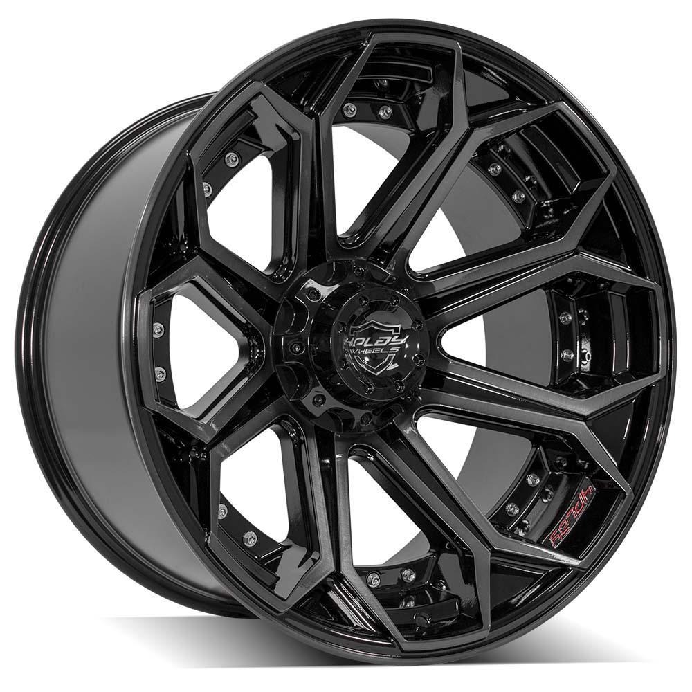 4PLAY Gen2 4P80R 22x12 6x135mm & 6x5.5" -44et in Gloss Black w/ Brushed Face & Tinted Clear