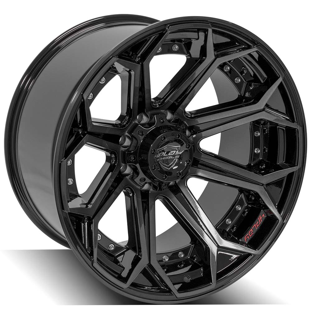 4PLAY Gen2 4P80R 22x12 8x180mm -44et in Gloss Black w/ Brushed Face & Tinted Clear