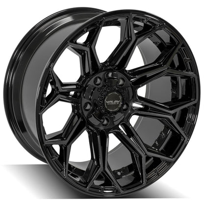 SET OF 4 WHEEL & TIRE PACKAGE | 4Play 4P83 20x10 -18 5x127/5x139.7 Gloss Black | 33x12.50R20 SureTrac Wide Climber R/T I