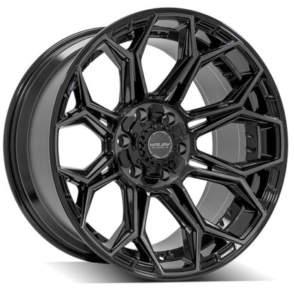 SET OF 4 WHEEL & TIRE PACKAGE | 4Play 4P83 22x12 -44 6x135/6x139.7 Gloss Black | 33x12.50R22LT SureTrac Wide Climber R/T I