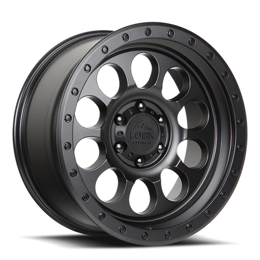 LOCK OFFROAD 50CAL 17X9 12 6X139.7 MATTE BLACK W MATTE BLACK RING
