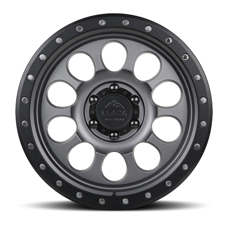 LOCK OFFROAD 50CAL 17X9 0 6X139.7 MATTE GREY W MATTE BLACK RING