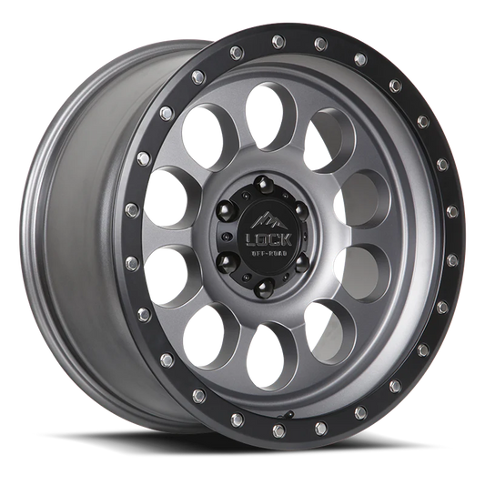 LOCK OFFROAD 50CAL 17X9 0 6X139.7 MATTE GREY W MATTE BLACK RING