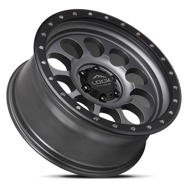 LOCK OFFROAD 50CAL 17X9 0 6X139.7 MATTE GREY W MATTE BLACK RING