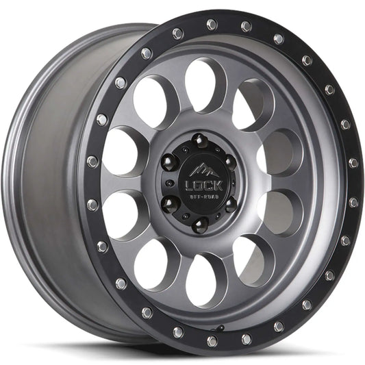 LOCK OFFROAD 50CAL 20X9 12 6X139.7 MATTE GREY W MATTE BLACK RING