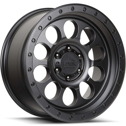 LOCK OFFROAD 50CAL 20X9 12 6X139.7 MATTE BLACK W MATTE BLACK RING