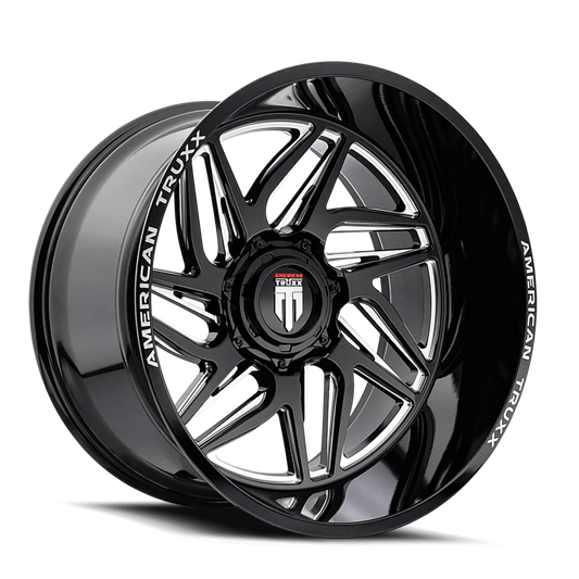 American Truxx AT1917 Goliath - 22x12 -44mm 8x170 Gloss Black Machined Wheel | AT1917-22270M