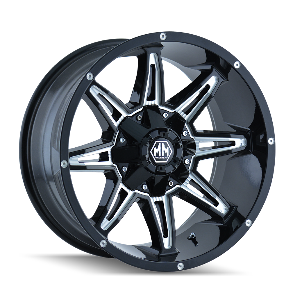 Mayhem 8090 Rampage - 18x9 18mm 8x165.1 Gloss Black Milled Wheel | 8090-8981M18