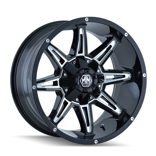 Mayhem 8090 Rampage - 20x10 -25mm 8x165.1 Gloss Black Milled Wheel | 8090-2181M