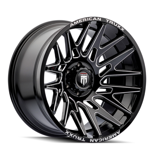 American Truxx AT1919 Evolution - 22x12 -44mm 8x180 Gloss Black Milled Wheel | AT1919-22278BM