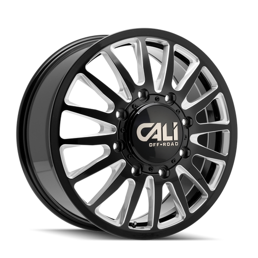 CALI OFF-ROAD SUMMIT DUALLY 9110D 20X8.25 115MM 8x165.1 FRONT GLOSS BLACK/MILLED SPOKES
