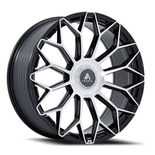 Asanti Black AB051 ENVOY - 20x10.5 40mm 5x112, 5x114.3 Gloss Black Machined Wheel | AB051BD20054640