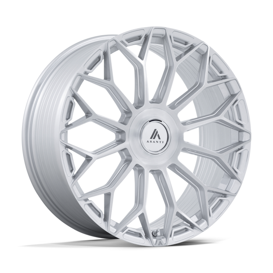 Asanti Black AB051 ENVOY - 20x9 20mm 5x108, 5x112, 5x114.3, 5x115, 5x120, 5x127, 5x130 Gloss Silver Brushed Wheel | AB051SR20900020