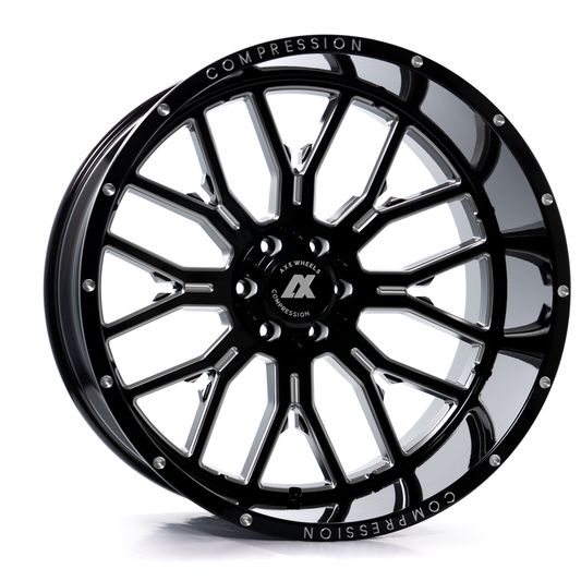 AXE AX6.0 24x12 -44 8x180 GLOSS BLACK MILLED