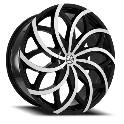AZARA AZA-504 22X8.5 38 5X112/5X114.3 GLOSS BLACK & MACHINED