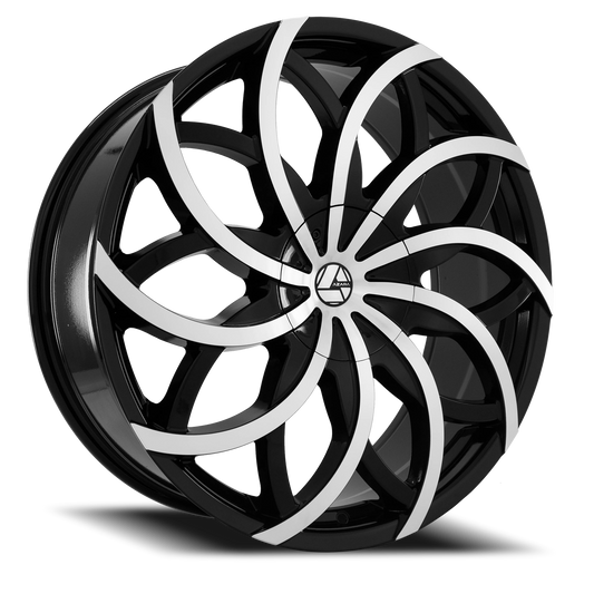 AZARA AZA-504 28X9.5 15 5X115/5X120 GLOSS BLACK & MACHINED
