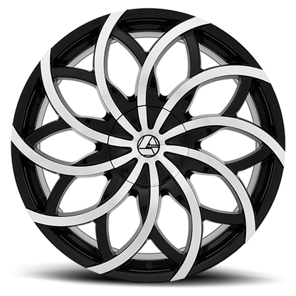 AZARA AZA-504 22X9.5 15 5X115/5X120 GLOSS BLACK & MACHINED