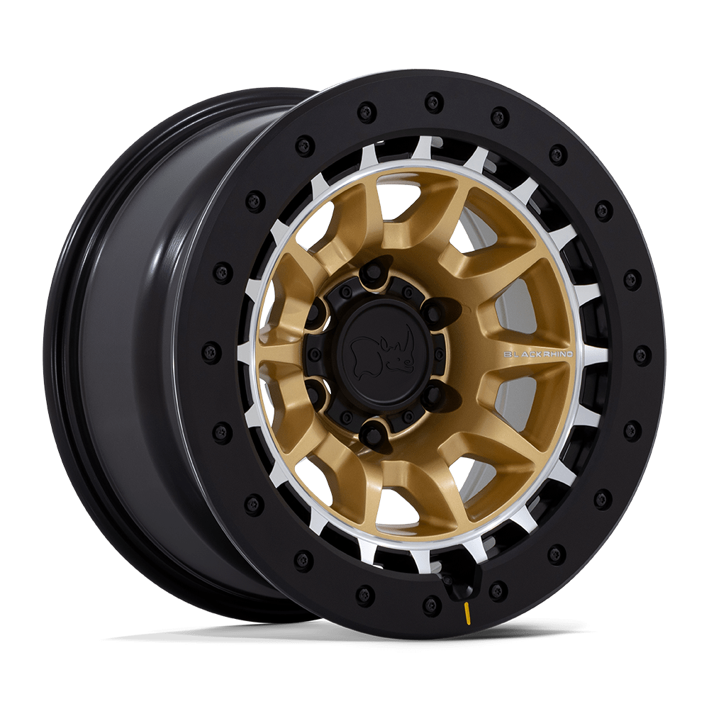 BLACK RHINO HARD ALLOYS BR016 TUSK 17x8.5 -10 5x127 MATTE GOLD W/ MACHINED RING
