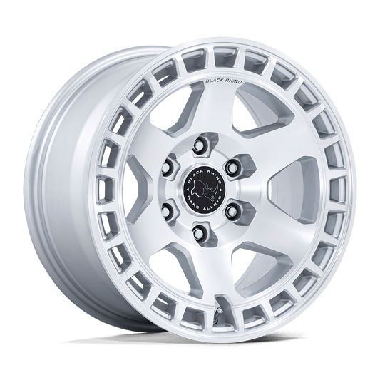 BLACK RHINO HARD ALLOYS BR022 BAHARI 17x8.5 -10 5x127 GLOSS SILVER W/ MACHINED FACE