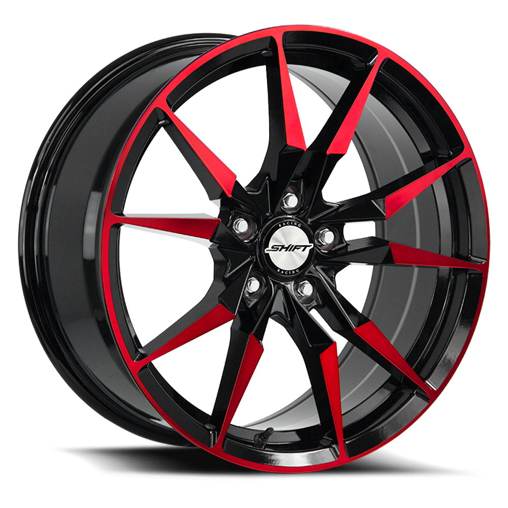 SHIFT H29 BLADE 17X7.5 35MM 5X100 GLOSS BLACK CANDY RED MACHINE | H29750035GBMR