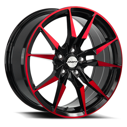 SHIFT H29 BLADE 17X7.5 35MM 5X100 GLOSS BLACK CANDY RED MACHINE | H29750035GBMR