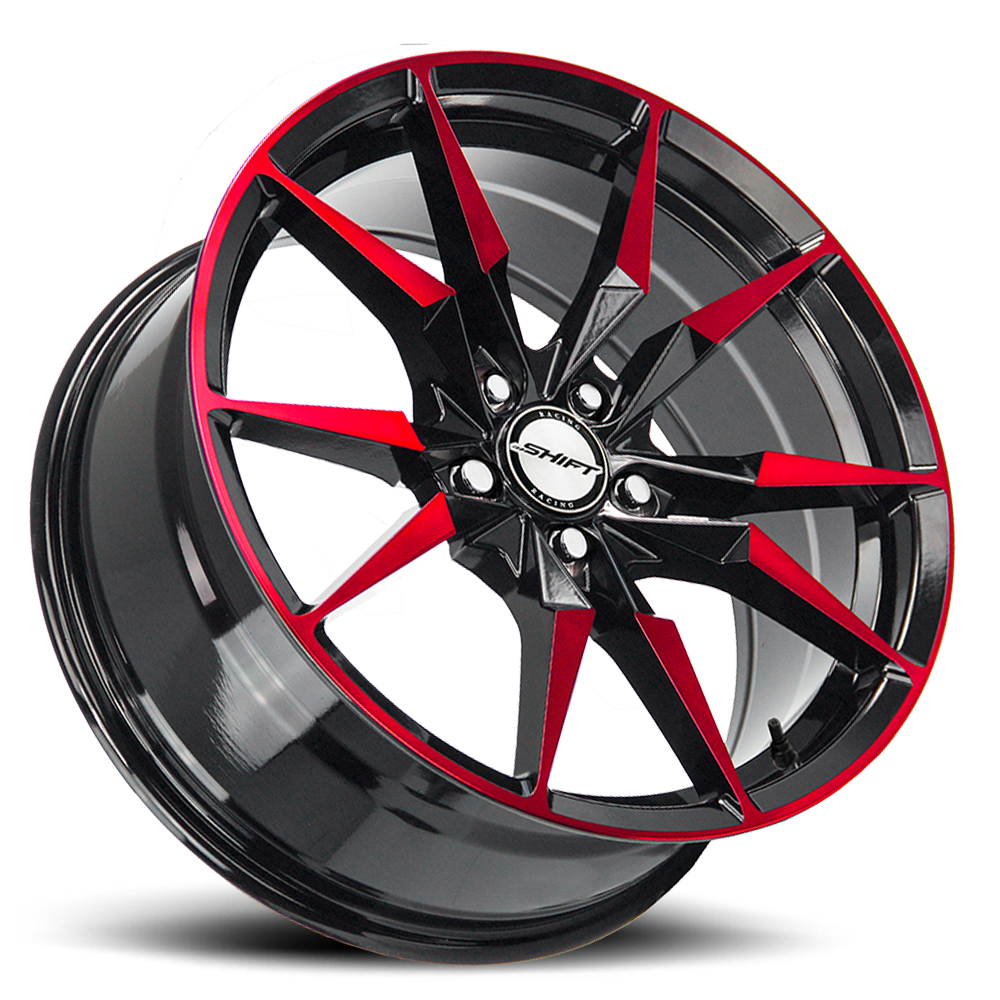 SHIFT H29 BLADE 17X7.5 35MM 5X100 GLOSS BLACK CANDY RED MACHINE | H29750035GBMR