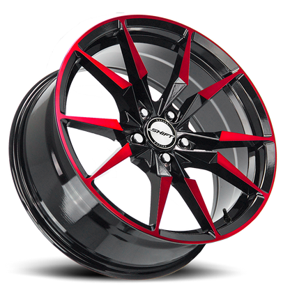 SHIFT H29 BLADE 18X8 35MM 5X114.3 GLOSS BLACK CANDY RED MACHINE | H29851435GBMR