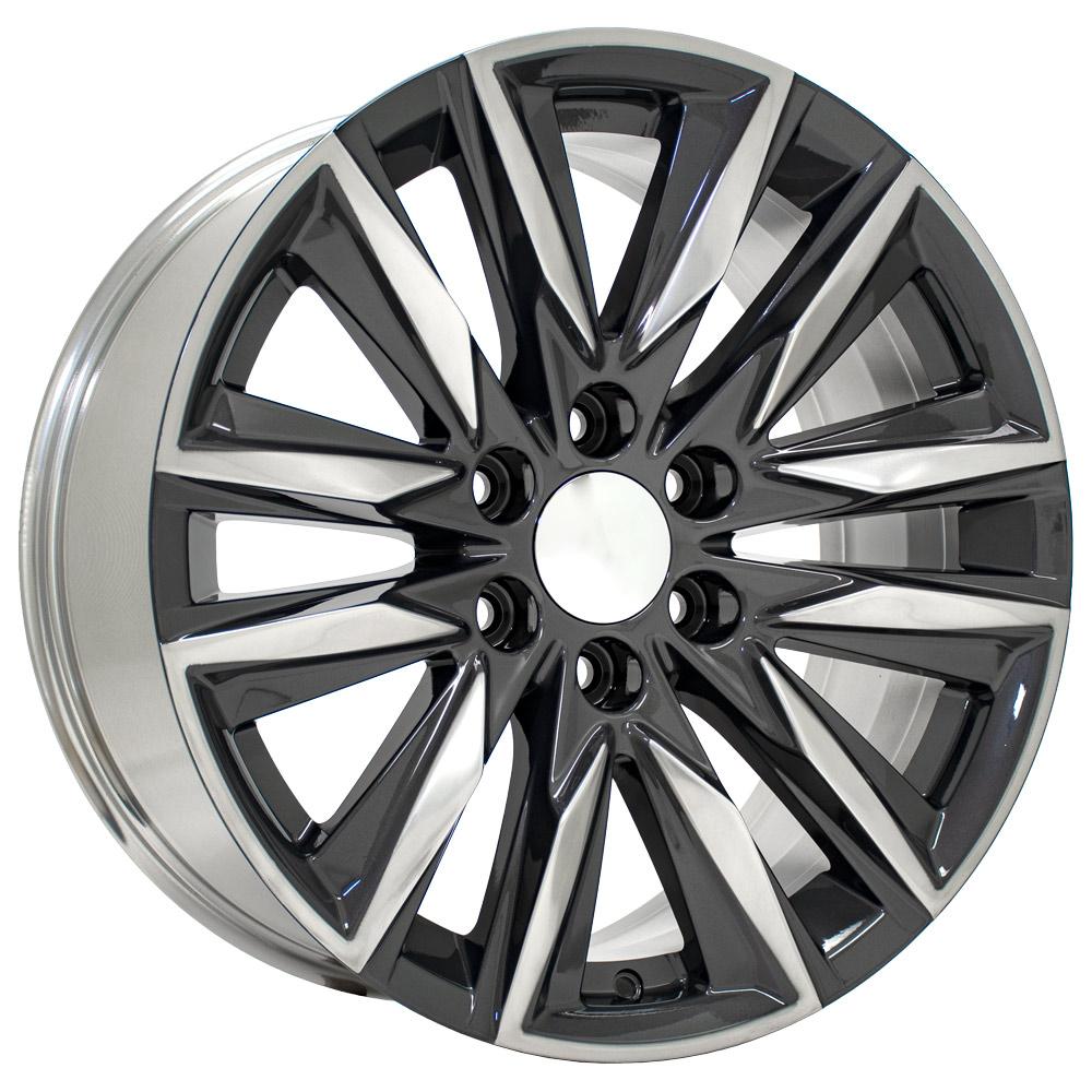 20" Replica Wheel CA91 Fits Cadillac Escalade 20x9 Gunmetal with Polished Face Wheel