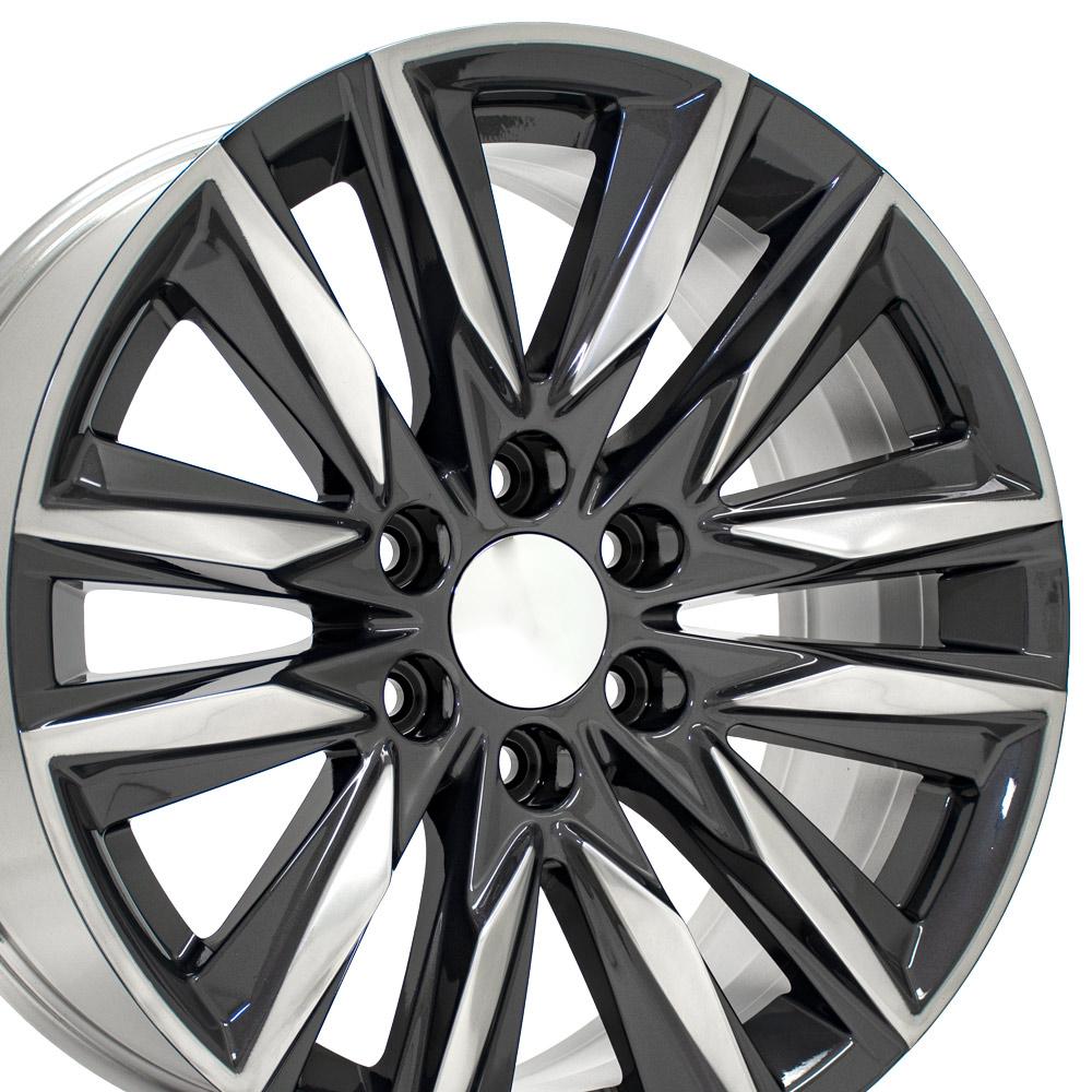 20" Replica Wheel CA91 Fits Cadillac Escalade 20x9 Gunmetal with Polished Face Wheel