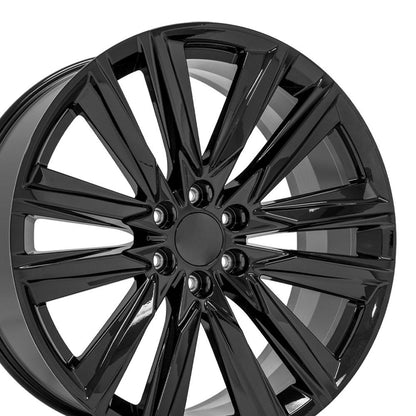 24" Replica Wheel CA91 Fits Cadillac Escalade 24x10 Gloss Black Wheel