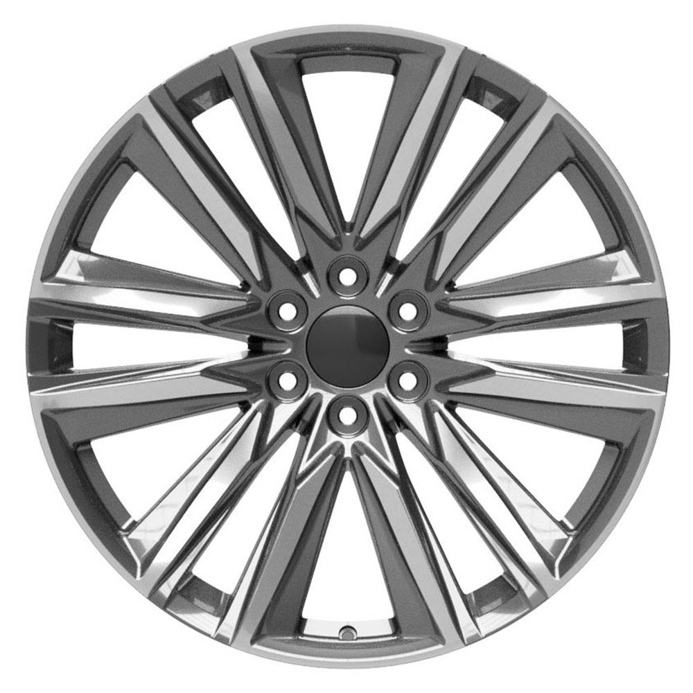 24" Replica Wheel CA91 Fits Cadillac Escalade 24x10 Gunmetal with Polished Face Wheel