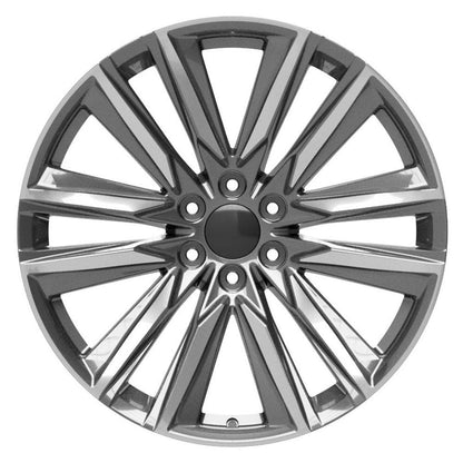 24" Replica Wheel CA91 Fits Cadillac Escalade 24x10 Gunmetal with Polished Face Wheel