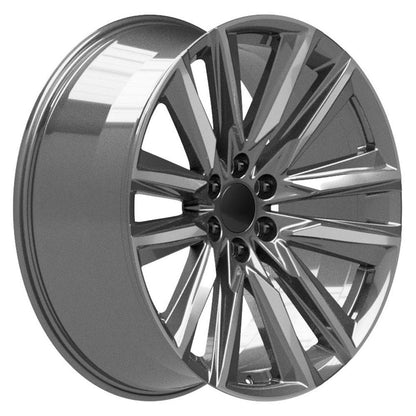 24" Replica Wheel CA91 Fits Cadillac Escalade 24x10 Gunmetal with Polished Face Wheel