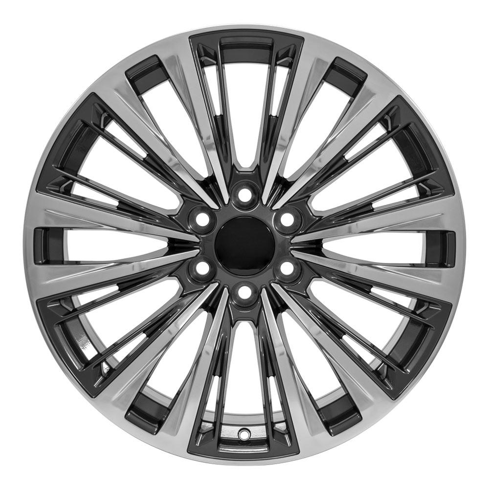 22" Replica Wheel CA93 Fits Cadillac Escalade 22x9 Gunmetal with Polished Face Wheel