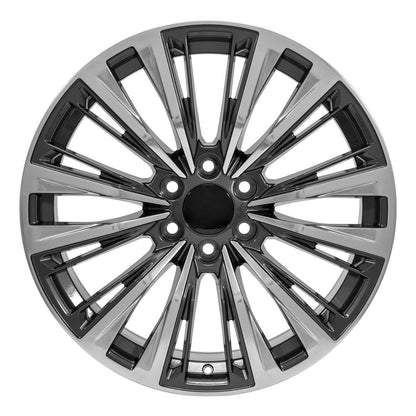 22" Replica Wheel CA93 Fits Cadillac Escalade 22x9 Gunmetal with Polished Face Wheel