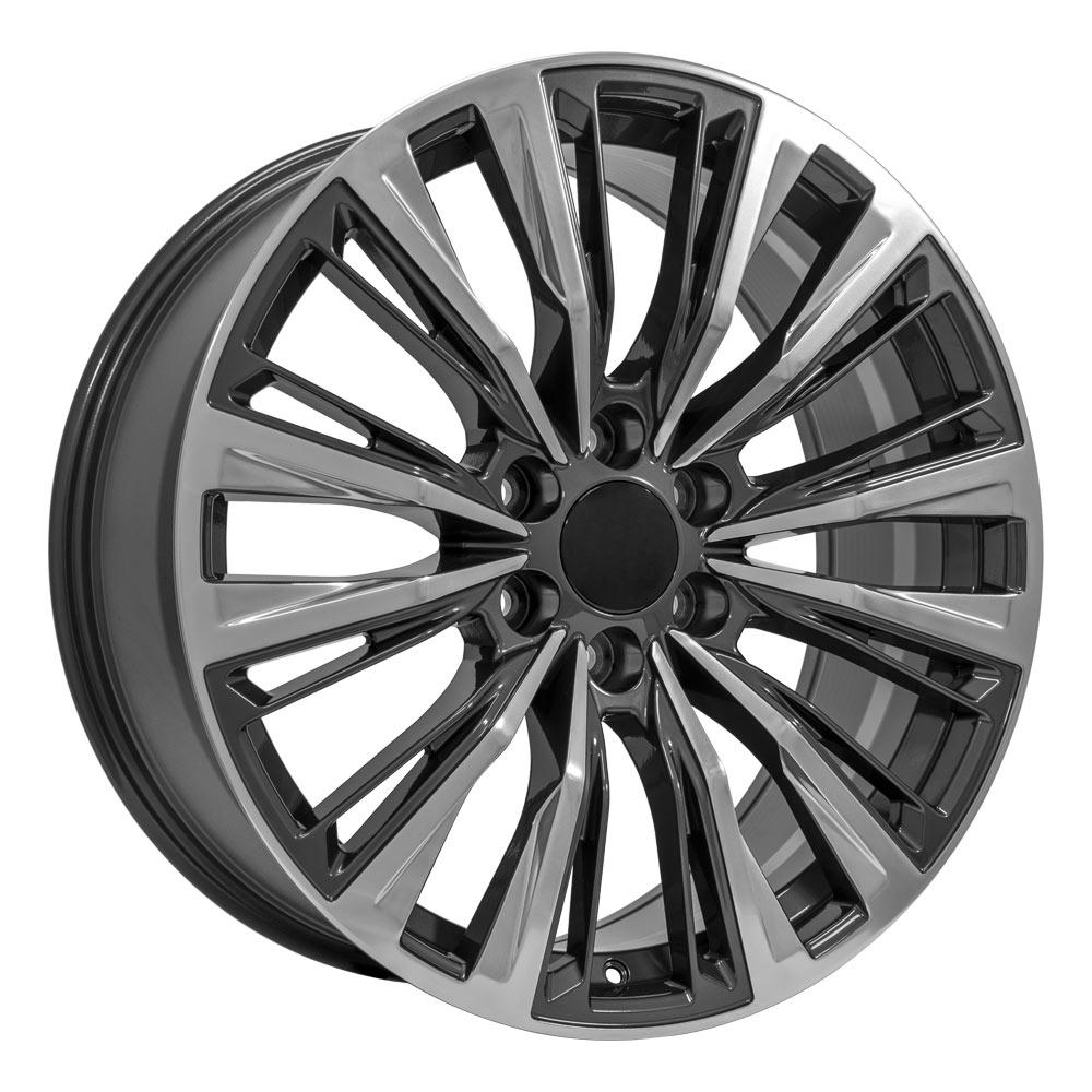 22" Replica Wheel CA93 Fits Cadillac Escalade 22x9 Gunmetal with Polished Face Wheel