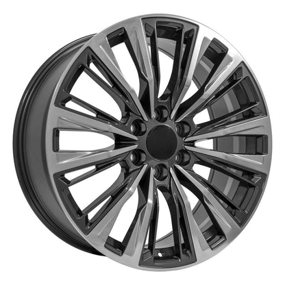 22" Replica Wheel CA93 Fits Cadillac Escalade 22x9 Gunmetal with Polished Face Wheel