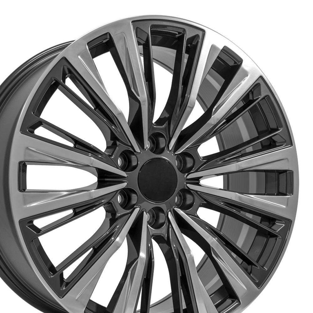 22" Replica Wheel CA93 Fits Cadillac Escalade 22x9 Gunmetal with Polished Face Wheel