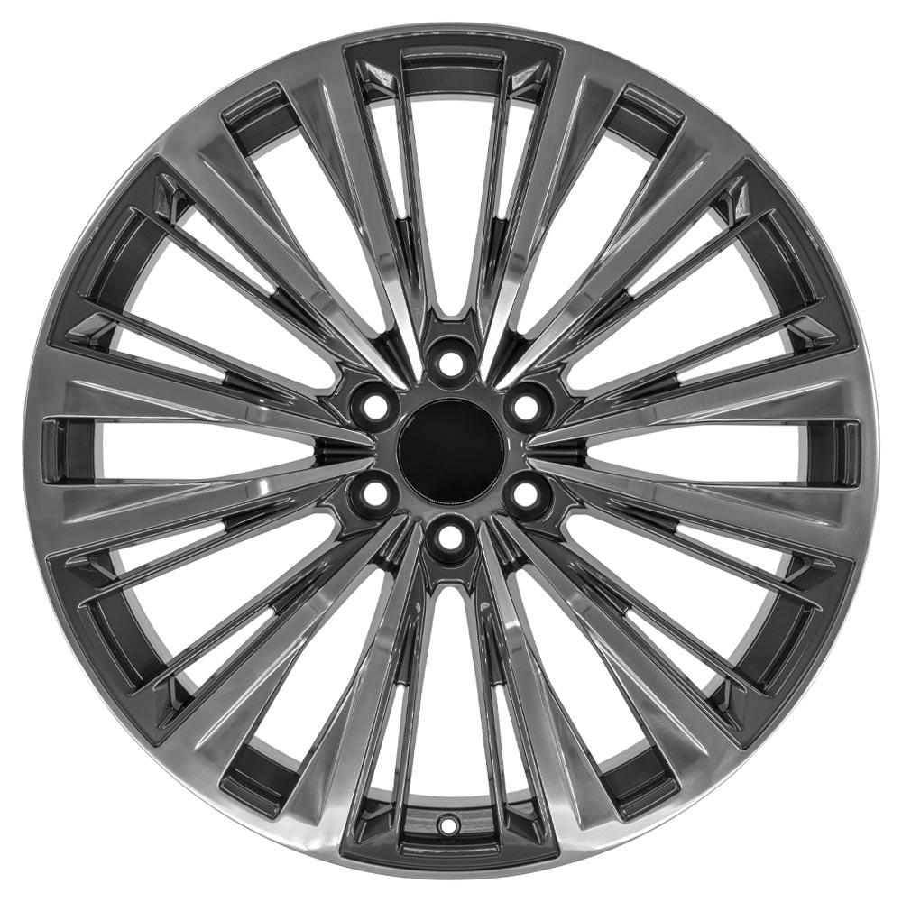 24" Replica Wheel CA93 Fits Cadillac Escalade 24x10 Gunmetal with Polished Face Wheel