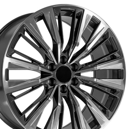 24" Replica Wheel CA93 Fits Cadillac Escalade 24x10 Gunmetal with Polished Face Wheel