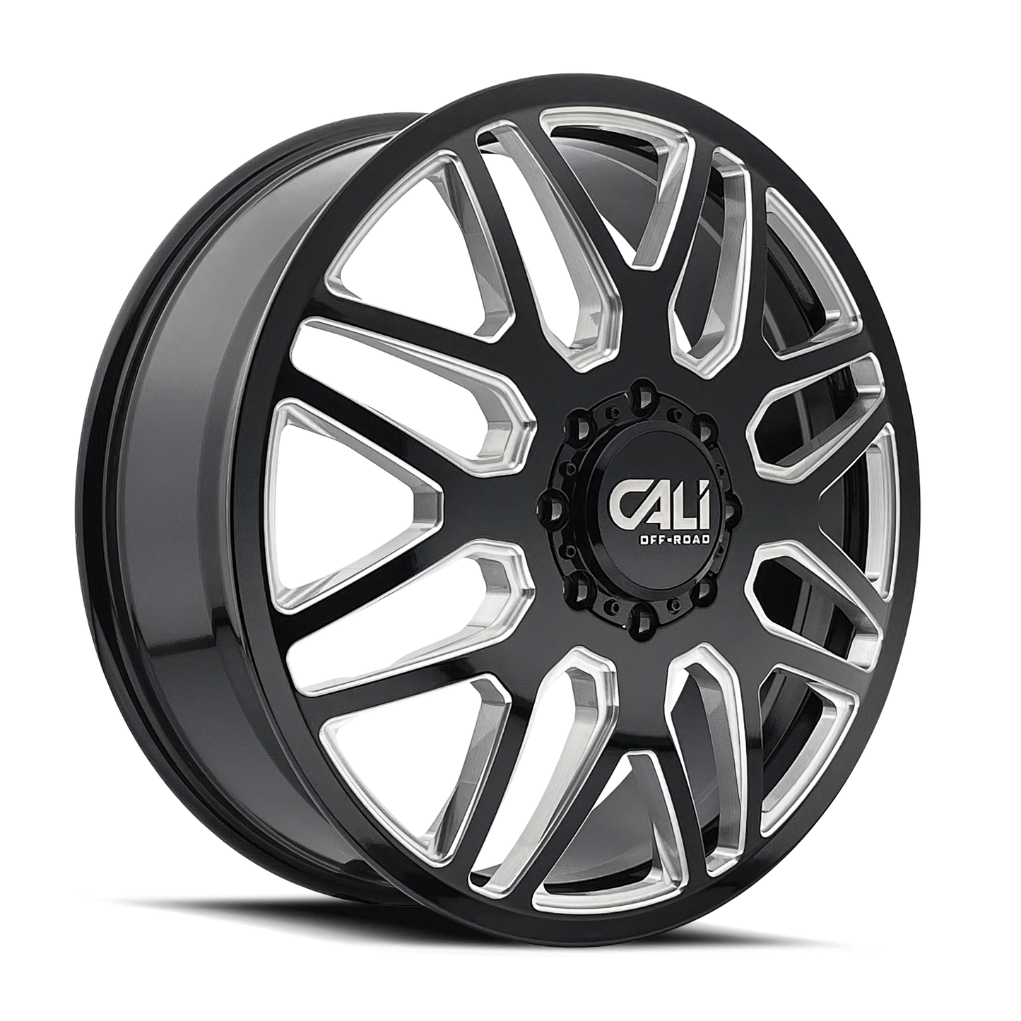 Cali Off-Road Invader Dually Front - 24x8.25 115mm 8x165.1 (8x6.5) Gloss Black Milled Wheel | 9115D-24881BMF115
