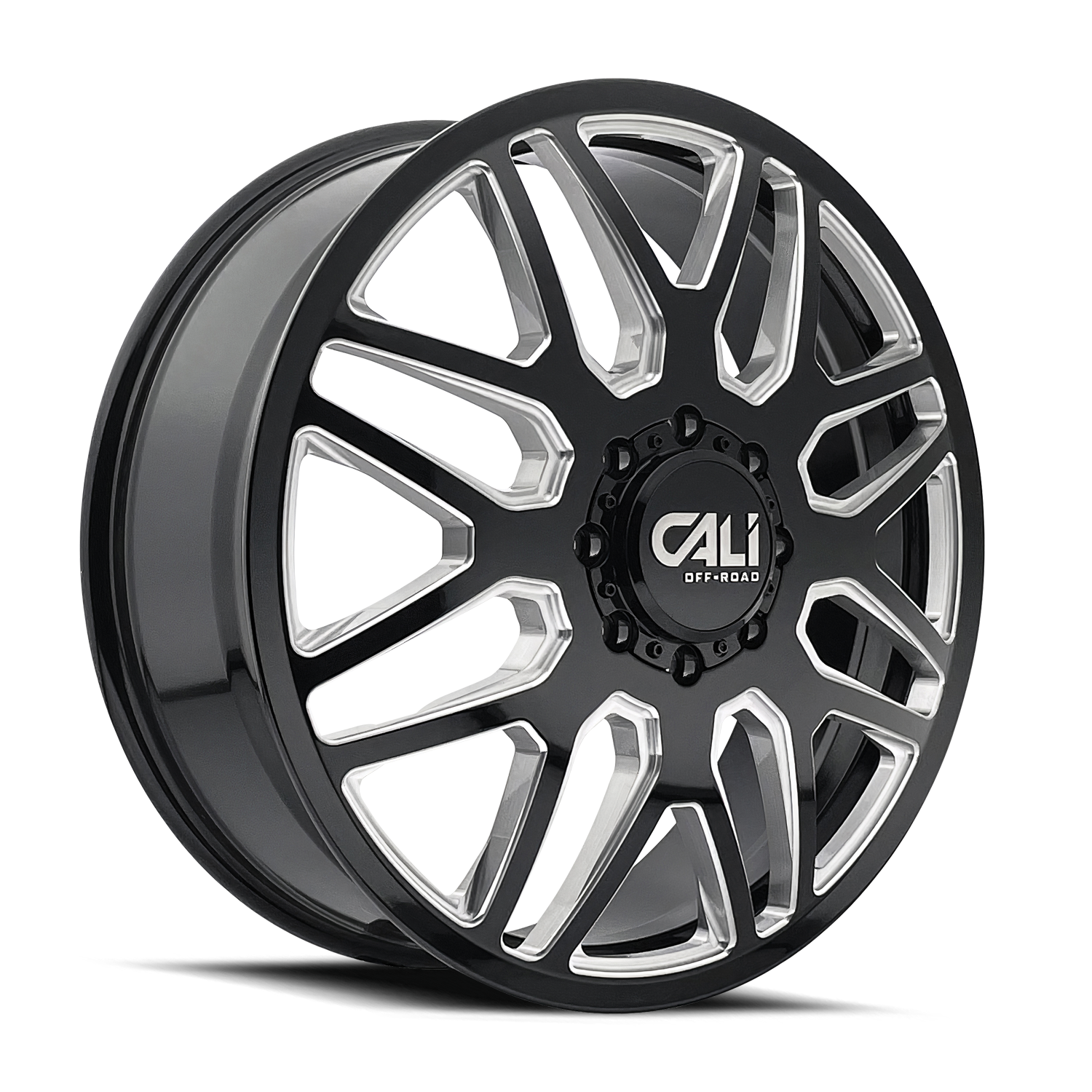 Cali Off-Road Invader Dually Front - 24x8.25 115mm 8x165.1 (8x6.5) Gloss Black Milled Wheel | 9115D-24881BMF115